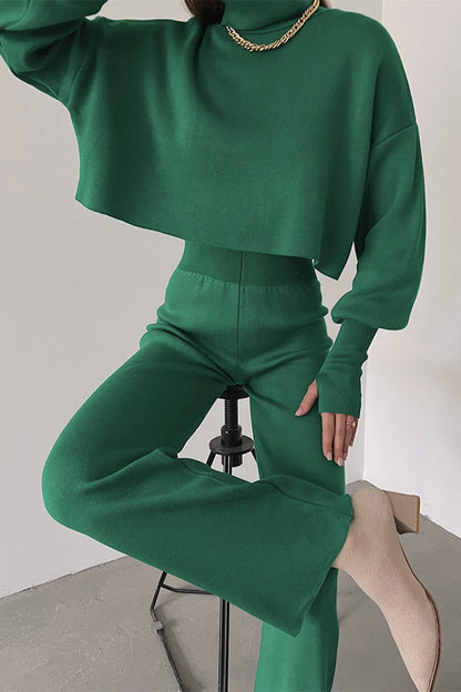 Antmvs Casual Solid Solid Color Turtleneck Long Sleeve Two Pieces