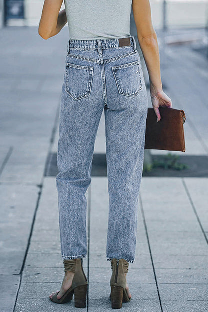 Antmvs Street Solid Straight Denim Jeans