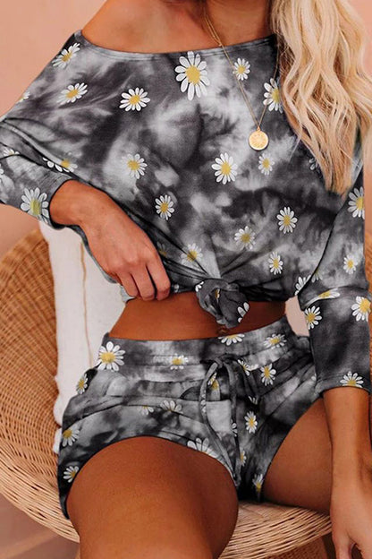 Antmvs Floral Printed Tie Dye Two Pieces Sets