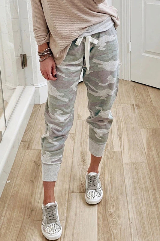 Antmvs Camouflage Printed Drawstring Waist Pants