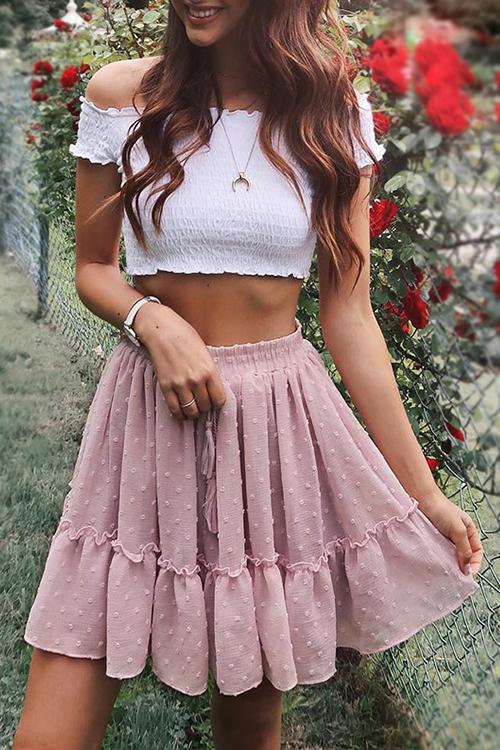 Antmvs Lovely Sweetie Pink Mini Skirt