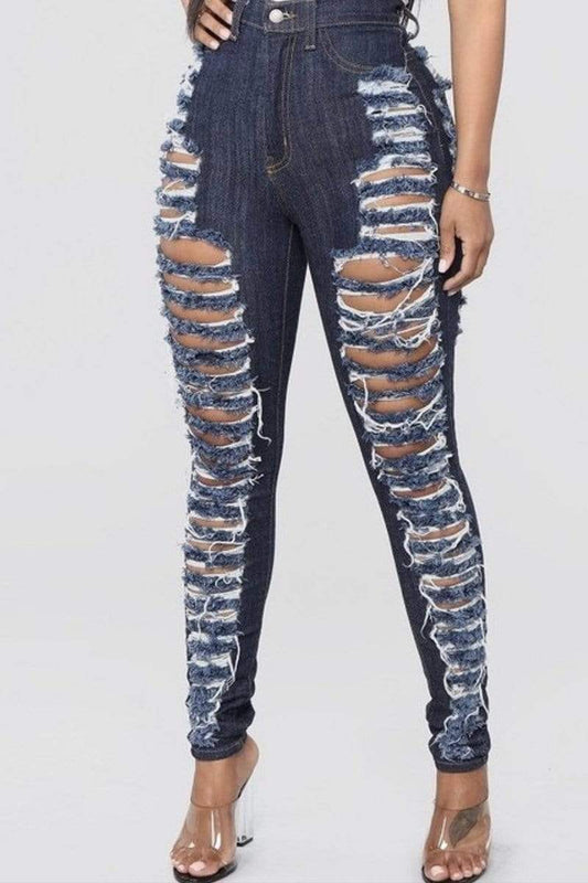 Antmvs Sexy High Waist Denim Feet Pants