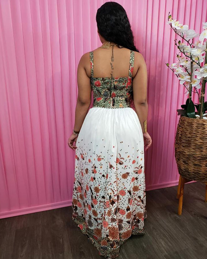 Antmvs Tiffany Flower Print Maxi Skirt Set