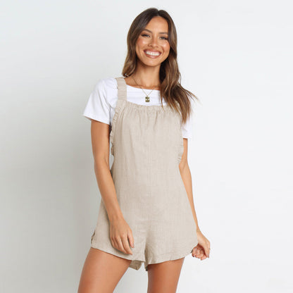 Antmvs Beige Open Back Romper