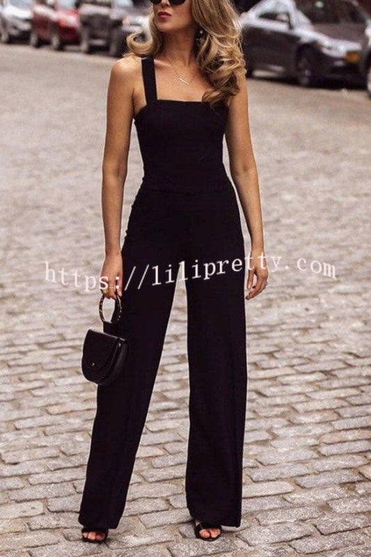 Antmvs Straight Mid-waist Open Back Jumpsuit