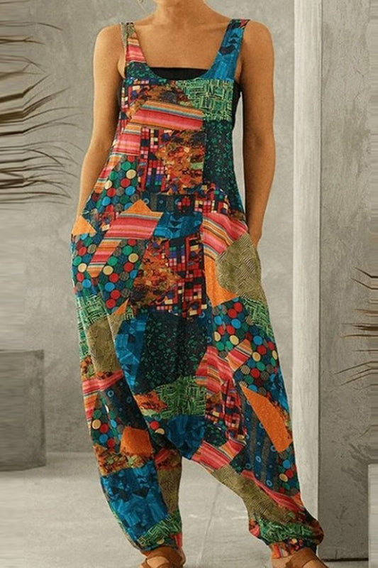 Antmvs Vintage Sleeveless All Over Print Overall