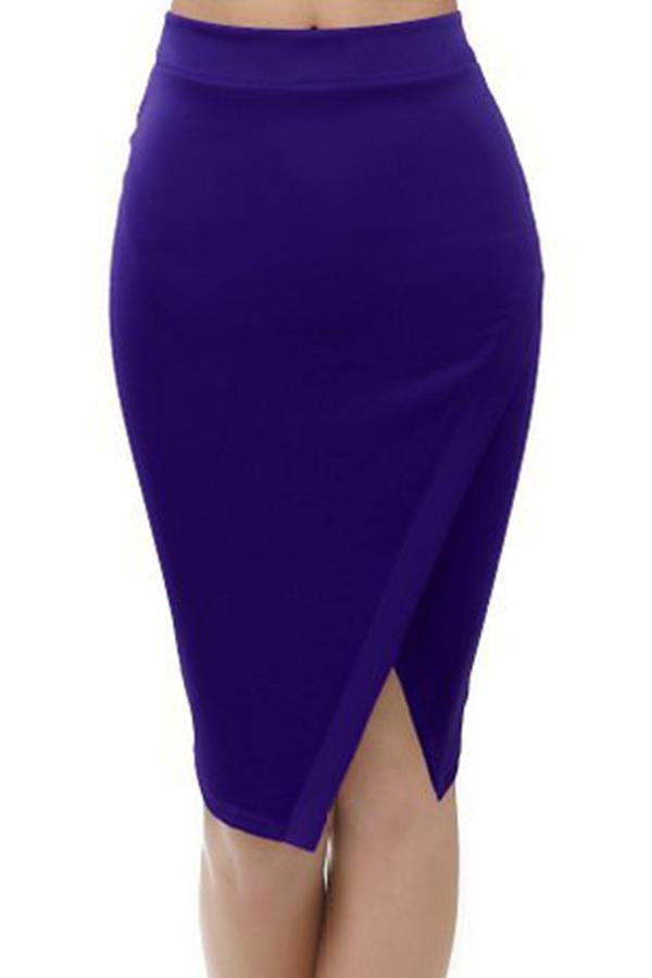 Antmvs Split Solid Color Sexy Skirt