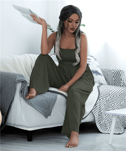 Antmvs Fashion Solid Color Wide-Legged Jumpsuit