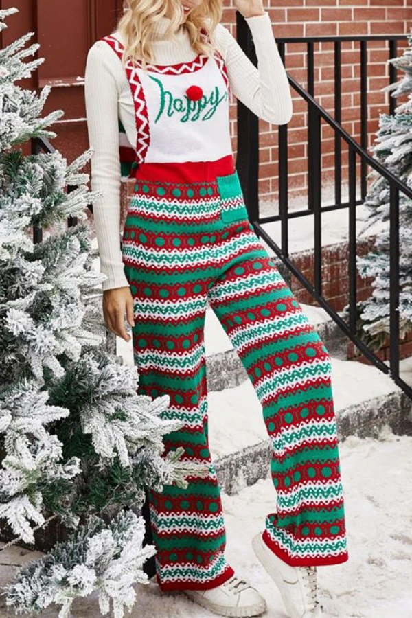 Antmvs Christmas Wide Leg Knitted Jumpsuit