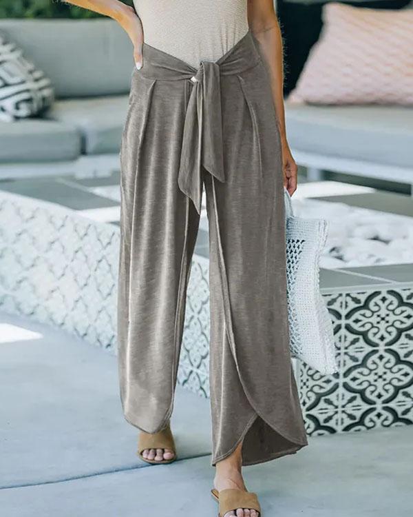 Antmvs Tie Waist Wide Leg Loose Pants