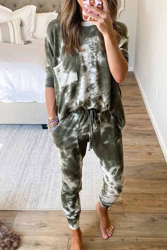 Antmvs Dark Tie Dye Comfortable Casual Set