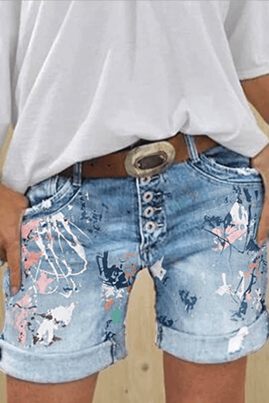 Antmvs Casual Washed Printed Jeans