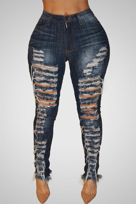 Antmvs Denim Hole Distressed Pocket Pants