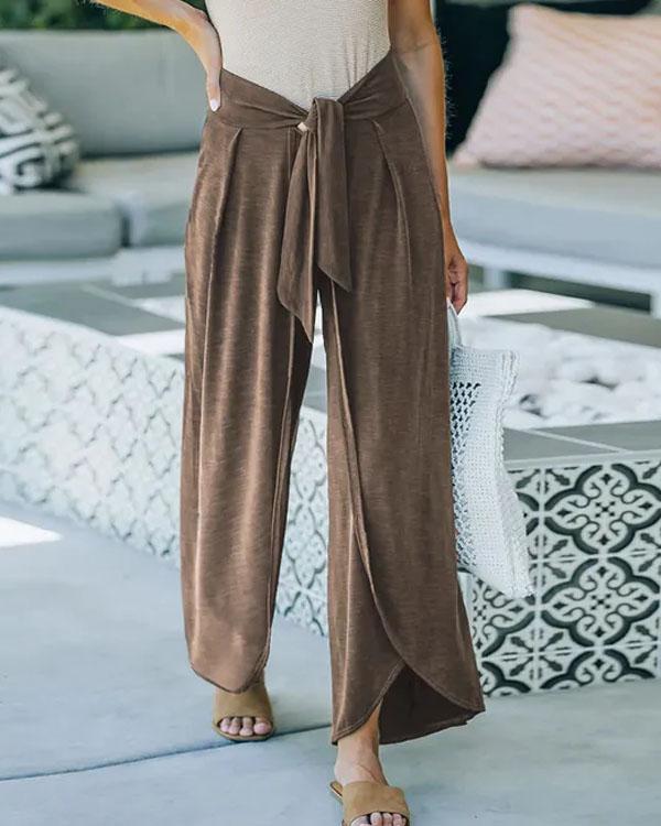 Antmvs Tie Waist Wide Leg Loose Pants