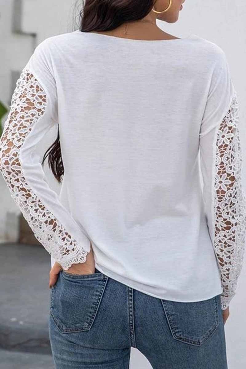 Lace Stitching Long Sleeve Bottoming Shirt Tops