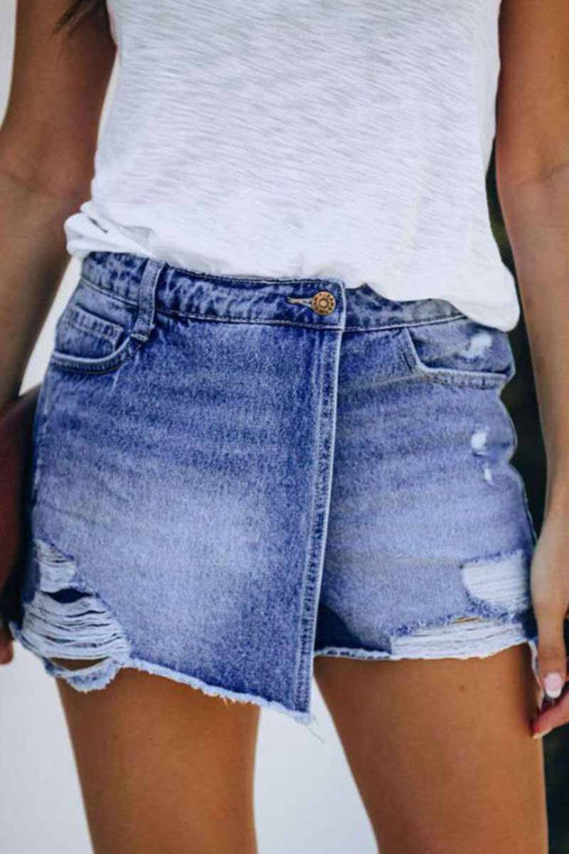 Antmvs Ripped & Repaired Denim Skirt Shorts