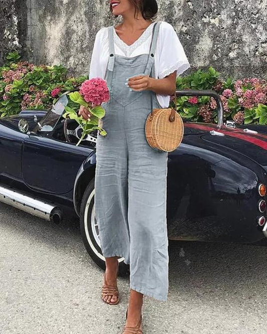 Antmvs Casual Cotton & Linen Overalls Jumpsuit