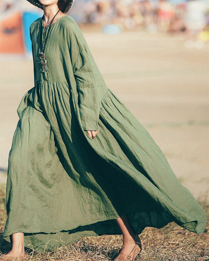 Cotton Green Long Sleeve Tunic Dress