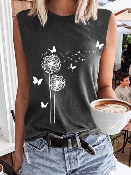 Sleeveless Floral Casual Shirts & Tops