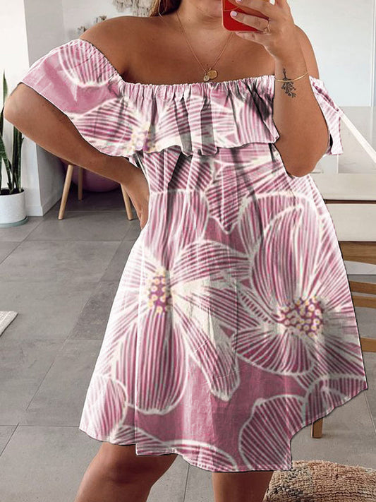 Plus Size Printed Vintage Casual Resort Dress S-5XL