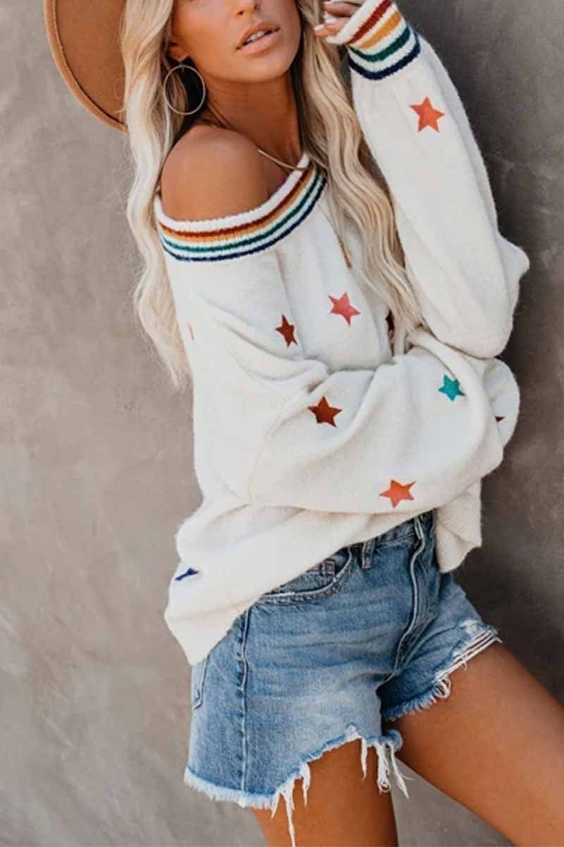 Fashion Loose Star Print Sweater