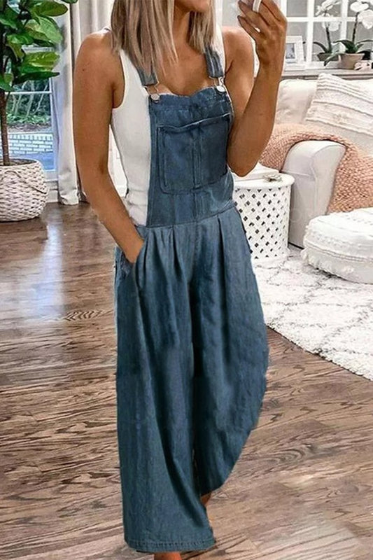 Antmvs Neveah Denim Pocket Wide Leg Overall