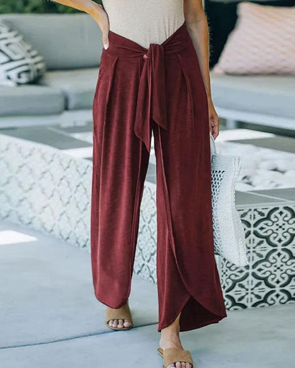 Antmvs Tie Waist Wide Leg Loose Pants