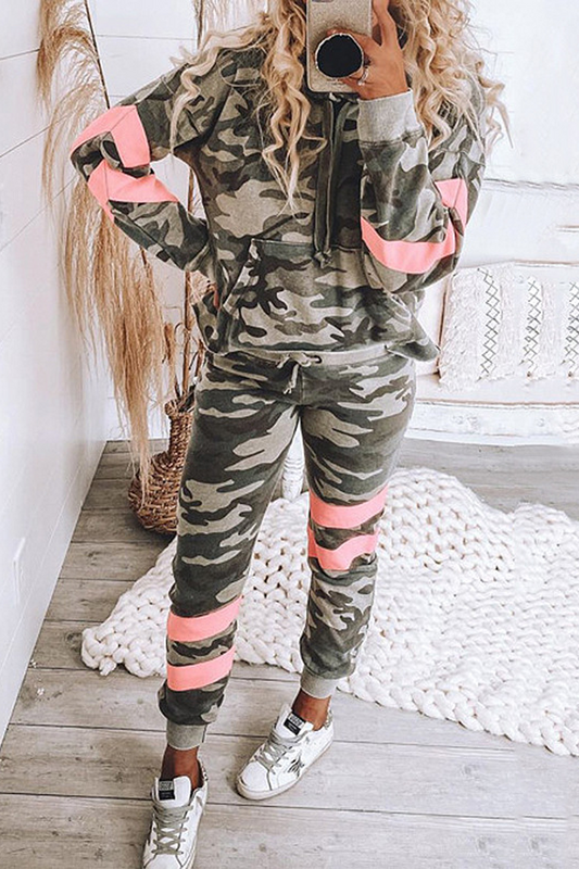 Antmvs Camouflage Hooded Two Piece Sets