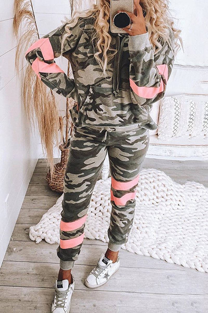 Antmvs Camouflage Hooded Two Piece Sets