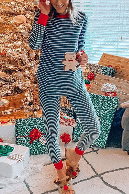 Antmvs Striped Long Sleeves Christmas Pyjama Sets