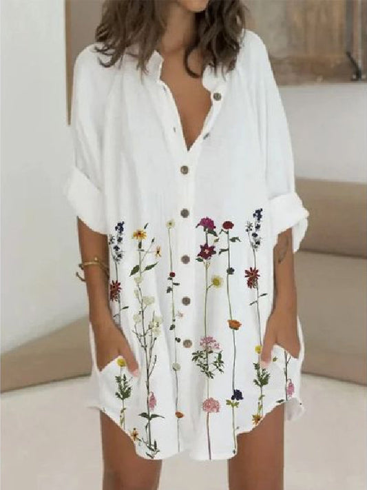 Sexy Loose Short Sleeve Printed Dress