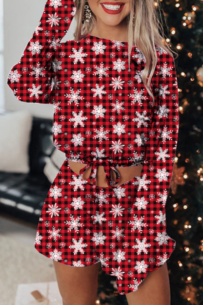 Antmvs Christmas Drawstring Waist Two Pieces Sets