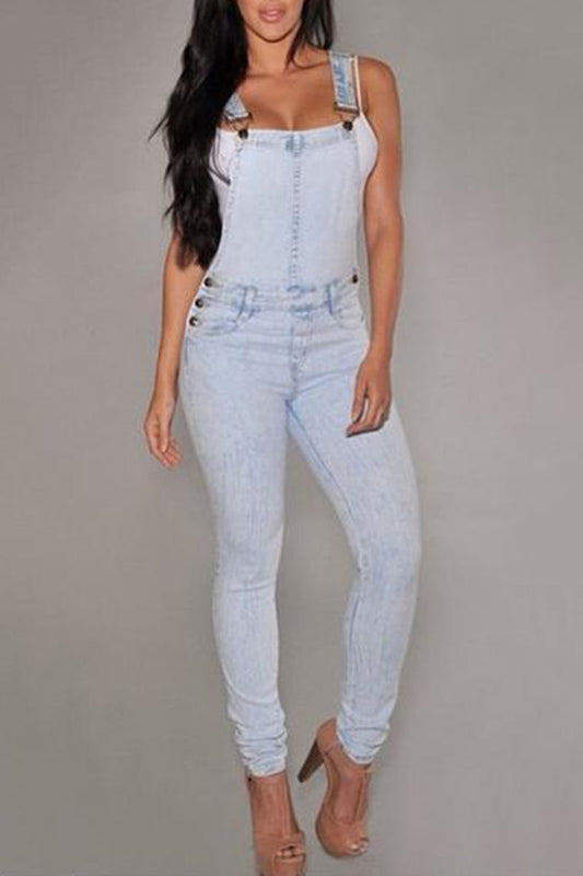 Antmvs Criss Cross Back Denim Jumpsuit