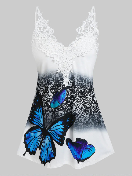 Sling Lace Butterfly Print Dress