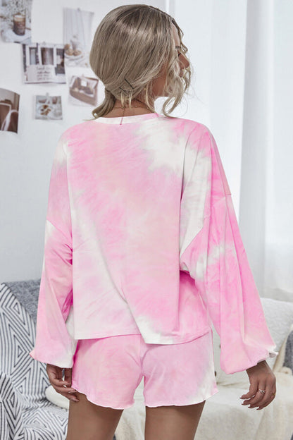 Antmvs Casual Tie-Dye Print Pajamas Set