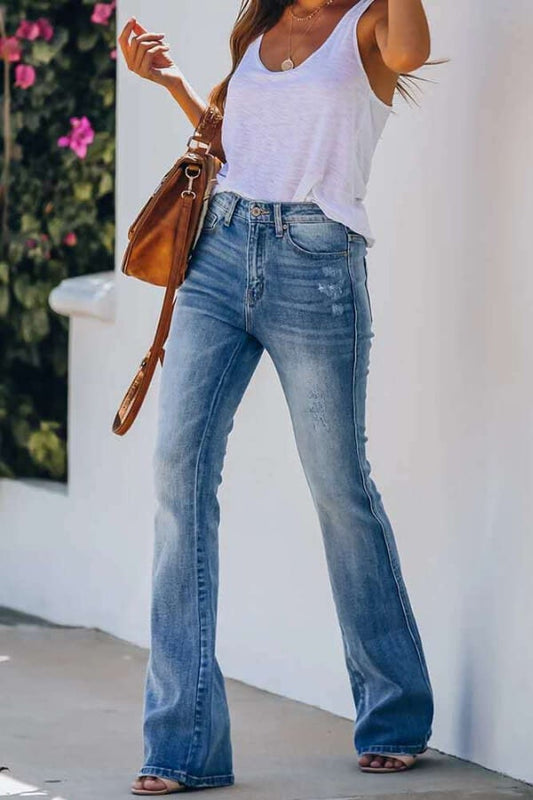 Antmvs Fashion Casual High Waist Flare Jeans