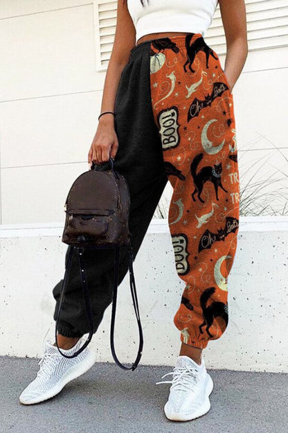 Antmvs Fashion Halloween Print Patchwork Trousers