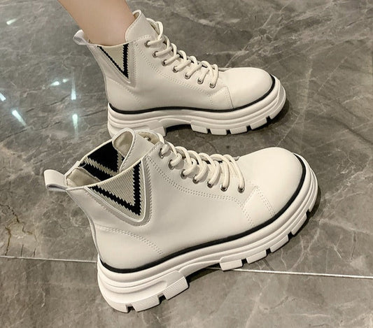 antmvs Autumn Boots New Style Women Casual Shoes Platform Sneakers PU Leather Shoes Woman High Top White Shoes Tenis Feminino 0823