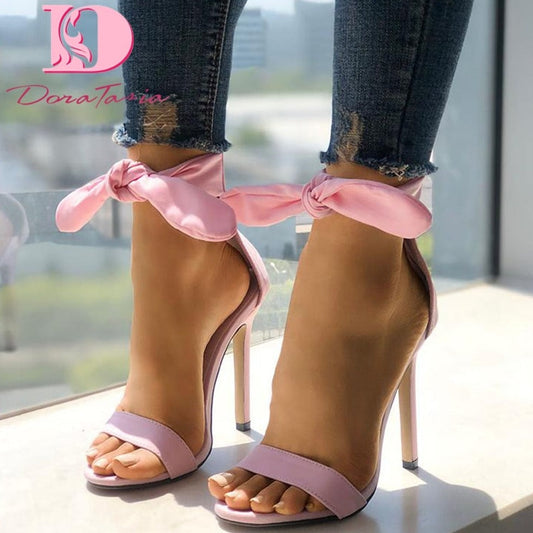 Amozae New INS Hot women's Thin High Heels Sandals Fashion Bowknot   Summer Sandals Women Party Office Shoes Woman