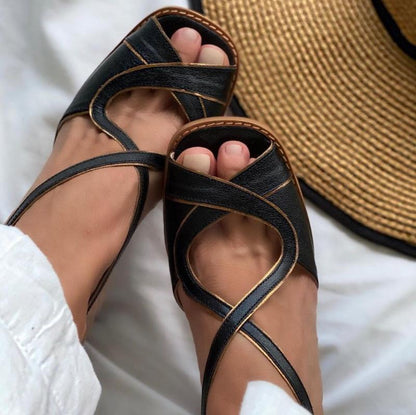 antmvs  Mid Heel Sandals Summer Handmade Ladies Heels Mixed Colors Women Slip-On Peep Toe Ladies Pumps Square Heel Casual Shoes