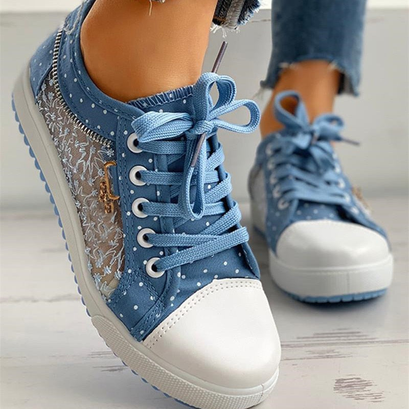 antmvs  Summer autumn New Women's Hollow Denim Sneakers Flat Casual Sports Female Shoes Breathable Cloth Shoes Student Mesh Shoes