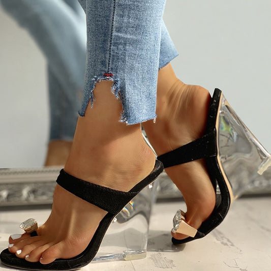 Amozae   Wedges High Heels Party Summer Woman Shoes Women Slip On Flip Flops Sandals Female Mules