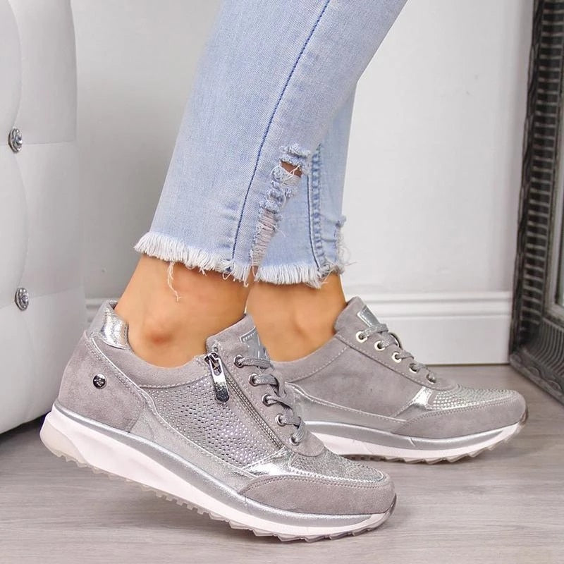 antmvs Women Casual Shoes New Fashion Wedge  Flat Shoes Zipper Lace Up Comfortable Ladies Sneakers Female Vulcanized Shoes