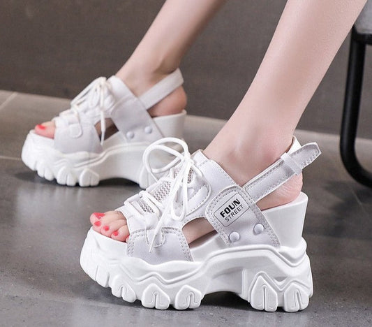Amozae High Heels Sandals Women Shoes New Summer Wedges Height Increasing 11cm Ladies Sandal Platform Chunky Shoes Sandalias Mujer