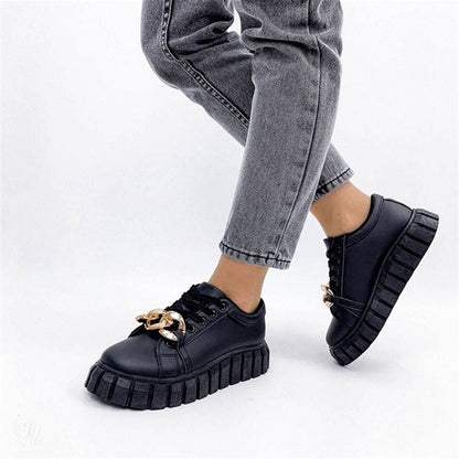 antmvs  Autumn Black Sneakers Women  New Fashion Lace Up Ladies Comfy Flat Casual Shoes 43 Big Size Female Outdoor Sport Shoes