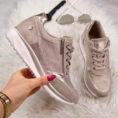 antmvs Women Casual Shoes New Fashion Wedge  Flat Shoes Zipper Lace Up Comfortable Ladies Sneakers Female Vulcanized Shoes