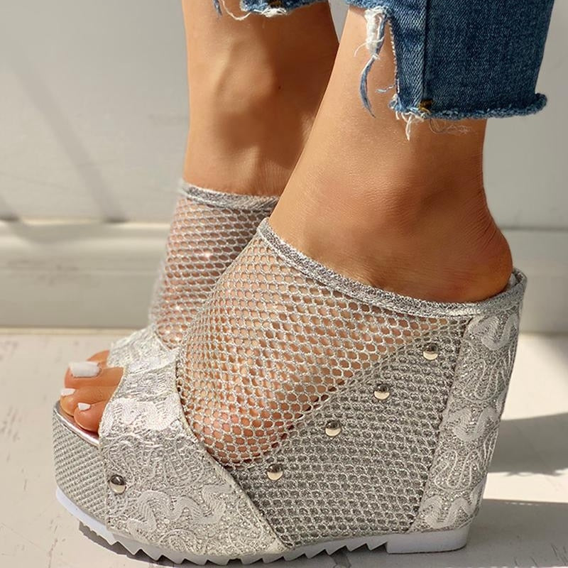 Amozae New INS Hot Summer Fashion High Heels Sandals Summer Casual Mesh Sandals Women Cool High Platform Shoes Woman