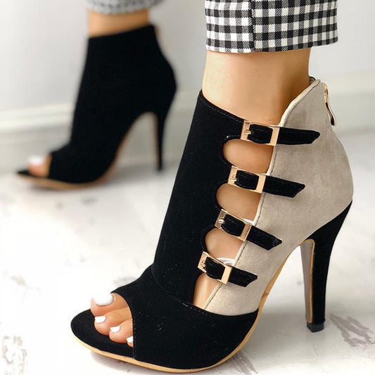 Amozae Big Size 34-43 Brand New Ladies Thin High Heels Sandals Fashion Buckle Peep Toe Summer Sandals Women Party   Shoes Woman