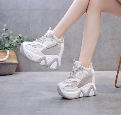 antmvs Women High Platform Shoes New Breathable Women Height Increasing Shoes 12 CM Thick Sole Trainers Sneakers Woman Casual shoes