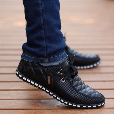 antmvs Men PU Leather Shoes Men's Casual Shoes Breathable Light Weight White Sneakers Driving Shoes Pointed Toe Business Men Shoes